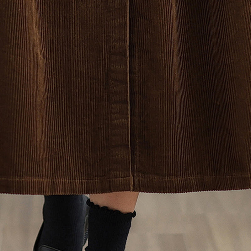 Cappotto da donna in velluto a coste di cotone con tasche e bottoni semplici, a maniche lunghe, Buddha Stones - image 9