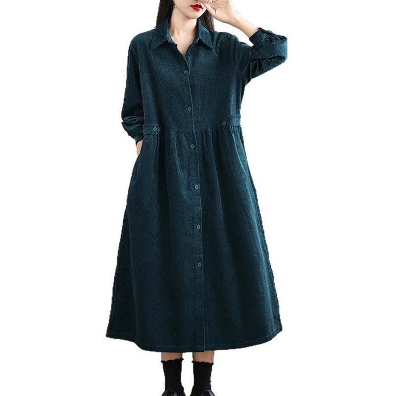 Cappotto da donna in velluto a coste di cotone con tasche e bottoni semplici, a maniche lunghe, Buddha Stones - image 29