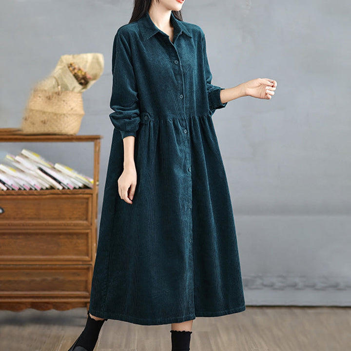 Cappotto da donna in velluto a coste di cotone con tasche e bottoni semplici, a maniche lunghe, Buddha Stones - image 27
