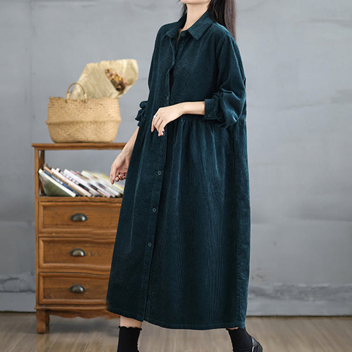 Cappotto da donna in velluto a coste di cotone con tasche e bottoni semplici, a maniche lunghe, Buddha Stones - image 24