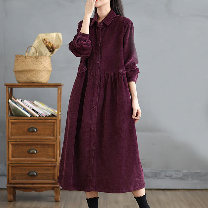 Cappotto da donna in velluto a coste di cotone con tasche e bottoni semplici, a maniche lunghe, Buddha Stones - image 18