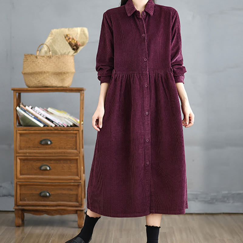 Cappotto da donna in velluto a coste di cotone con tasche e bottoni semplici, a maniche lunghe, Buddha Stones - image 17