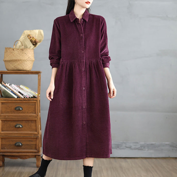 Cappotto da donna in velluto a coste di cotone con tasche e bottoni semplici, a maniche lunghe, Buddha Stones - Mattoni refrattari - US12, UK/AU16, EU44 (2XL) - image 16