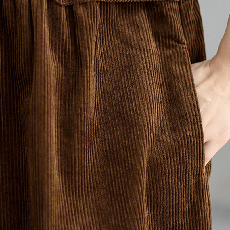 Cappotto da donna in velluto a coste di cotone con tasche e bottoni semplici, a maniche lunghe, Buddha Stones - image 8