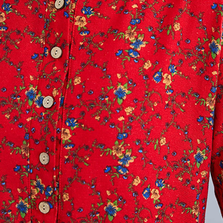 Abito midi da donna in cotone con maniche lunghe e coulisse floreale Buddha Stones Commute con tasche - image 24