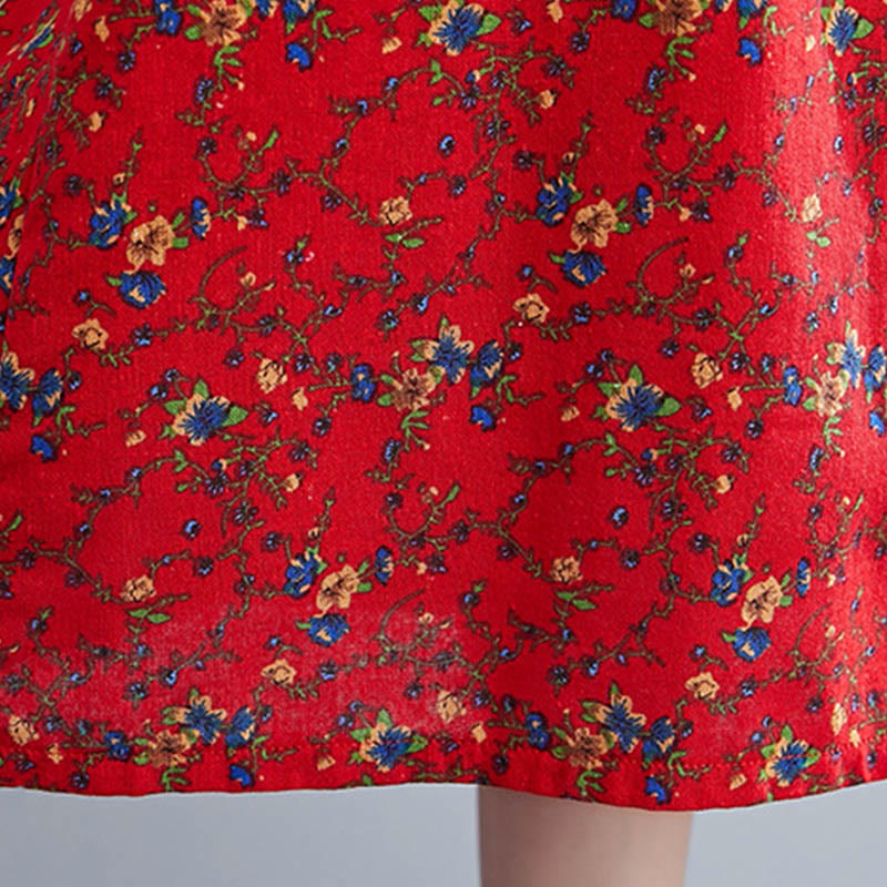 Abito midi da donna in cotone con maniche lunghe e coulisse floreale Buddha Stones Commute con tasche - image 28