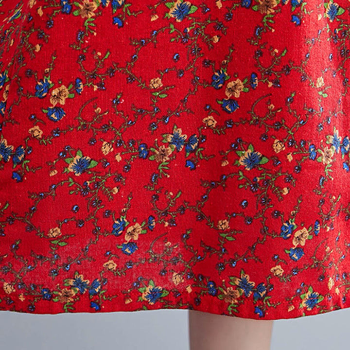 Abito midi da donna in cotone con maniche lunghe e coulisse floreale Buddha Stones Commute con tasche - image 28