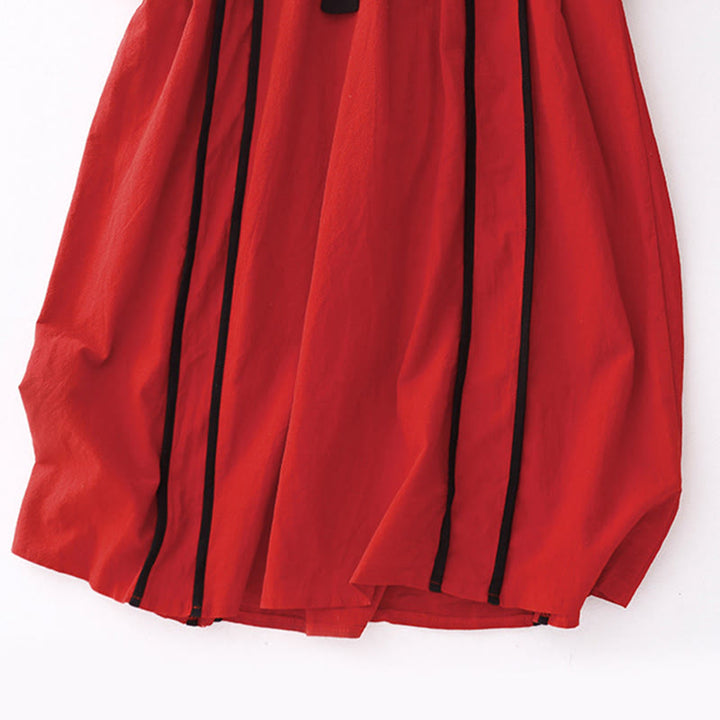 Abito midi da donna con maniche lunghe e tasche, motivo Buddha Stones, allacciato a blocchi di colore - image 9