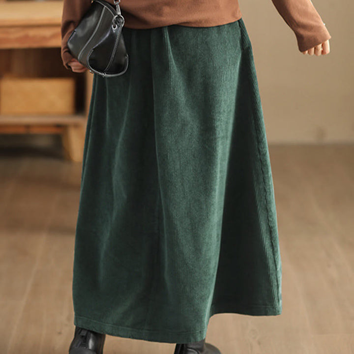 Gonna da donna in velluto a coste semplice Buddha Stones, lunghezza 7-8, con tasche - image 4