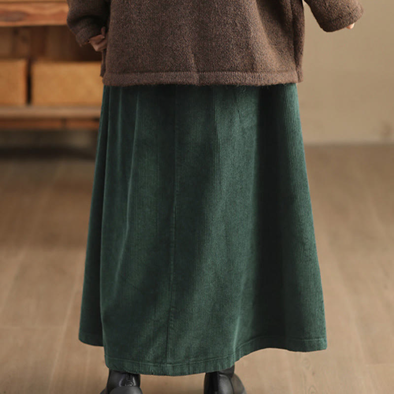 Gonna da donna in velluto a coste semplice Buddha Stones, lunghezza 7-8, con tasche - image 2