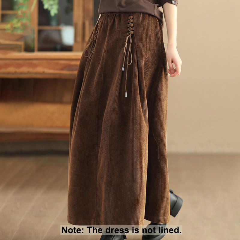 Gonna da donna in velluto a coste di cotone semplice Buddha Stones, lunghezza 7-8, con tasche - image 9
