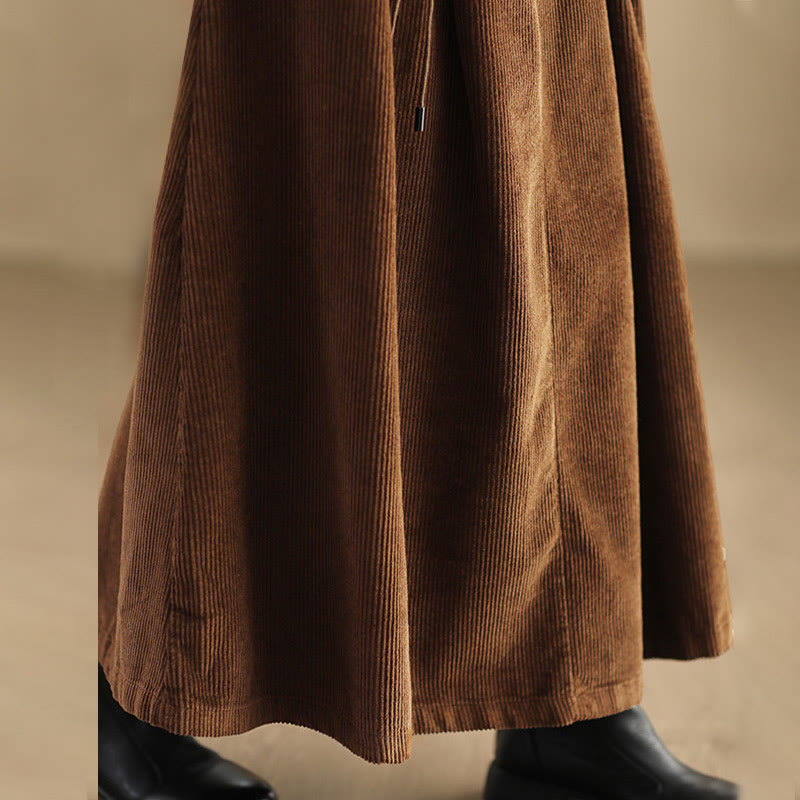 Gonna da donna in velluto a coste di cotone semplice Buddha Stones, lunghezza 7-8, con tasche - image 10