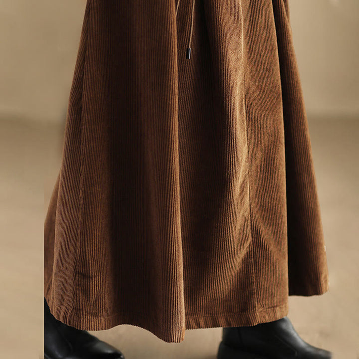 Gonna da donna in velluto a coste di cotone semplice Buddha Stones, lunghezza 7-8, con tasche - image 10