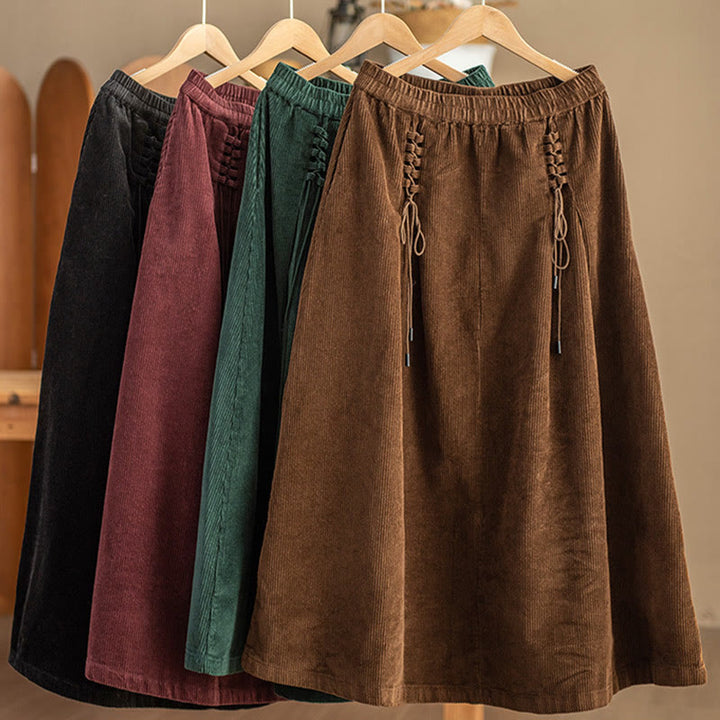 Gonna da donna in velluto a coste di cotone semplice Buddha Stones, lunghezza 7-8, con tasche - image 14