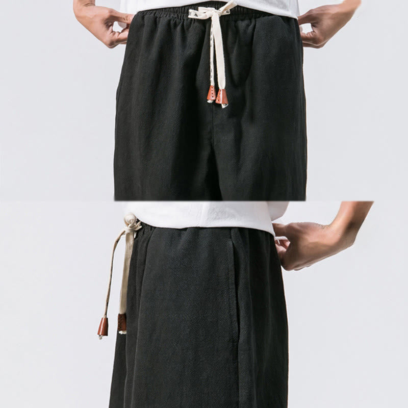 Pantaloni harem da uomo Buddha Stones, semplici, in cotone, con coulisse e tasche. - image 16