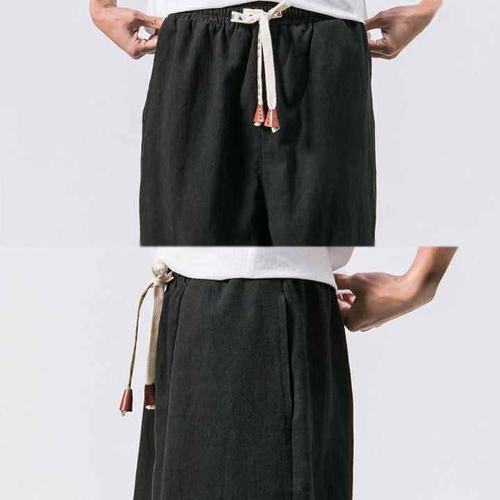 Pantaloni harem da uomo Buddha Stones, semplici, in cotone, con coulisse e tasche. - image 16