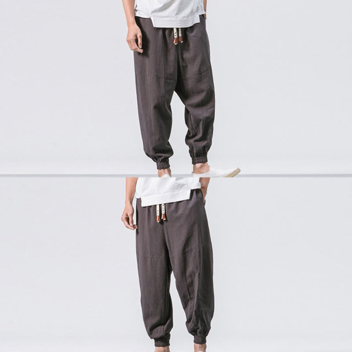 Pantaloni harem da uomo in cotone con coulisse, semplici e semplici, con tasche, modello Buddha Stones - image 4