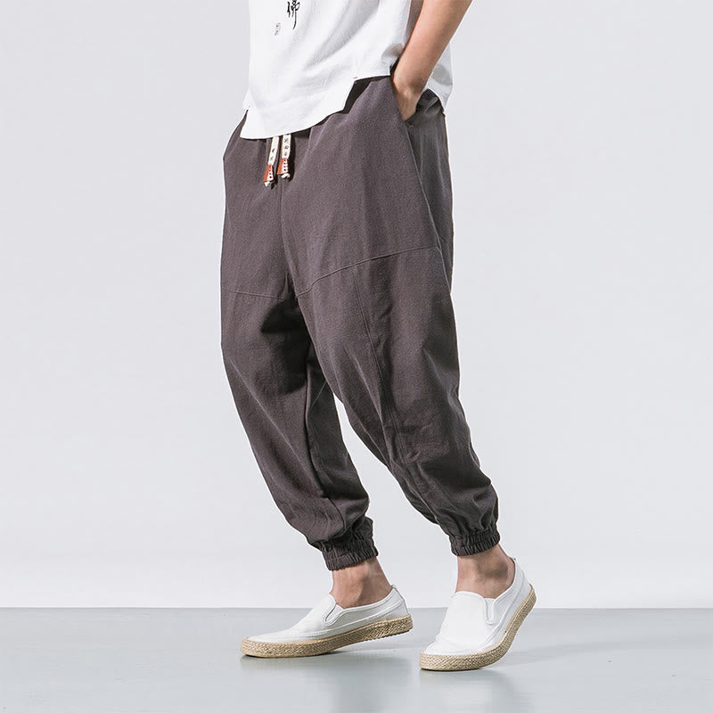 Pantaloni harem da uomo Buddha Stones, semplici, in cotone, con coulisse e tasche. - Grigio ardesia - US/UK/AU46, EU56 (5XL) - image 0
