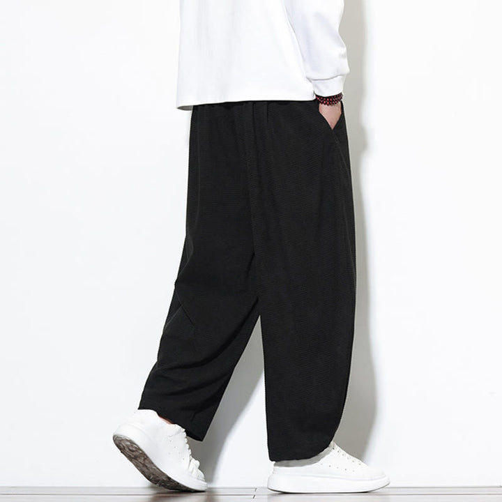 Pantaloni harem da uomo in velluto a coste di puro cotone con tasche, alla caviglia , Buddha Stones - image 23