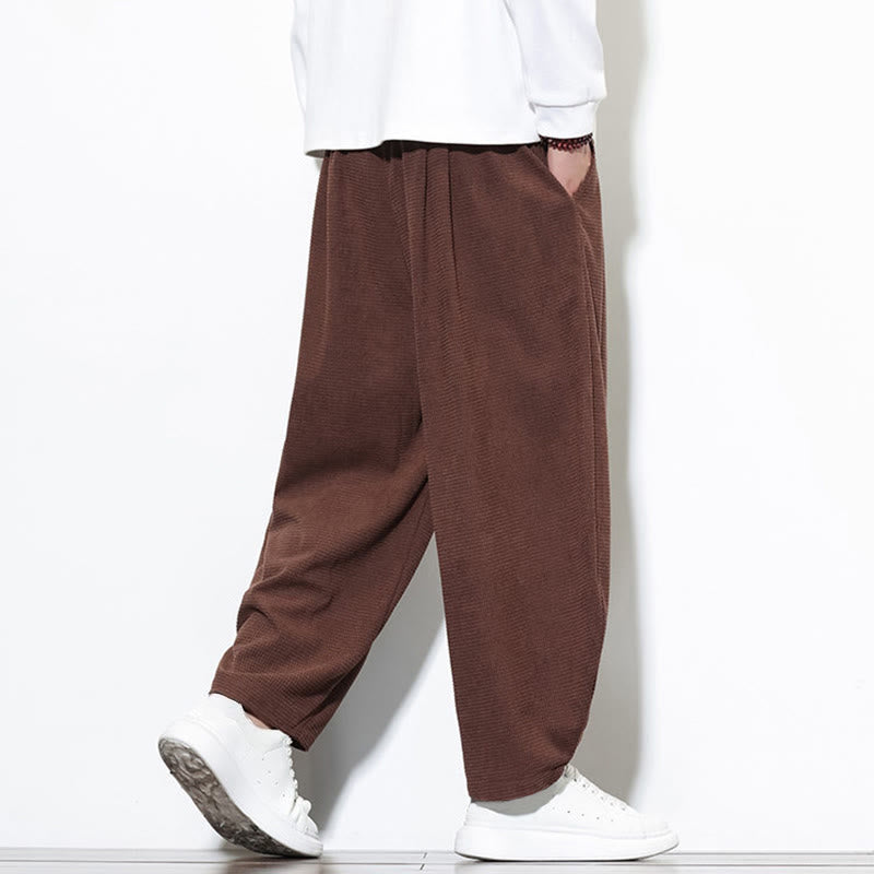 Pantaloni harem da uomo in velluto a coste di puro cotone con tasche, alla caviglia , Buddha Stones - image 32