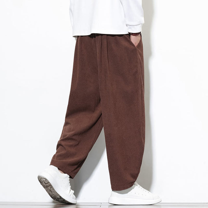 Pantaloni harem da uomo in velluto a coste di puro cotone con tasche, alla caviglia , Buddha Stones - image 32
