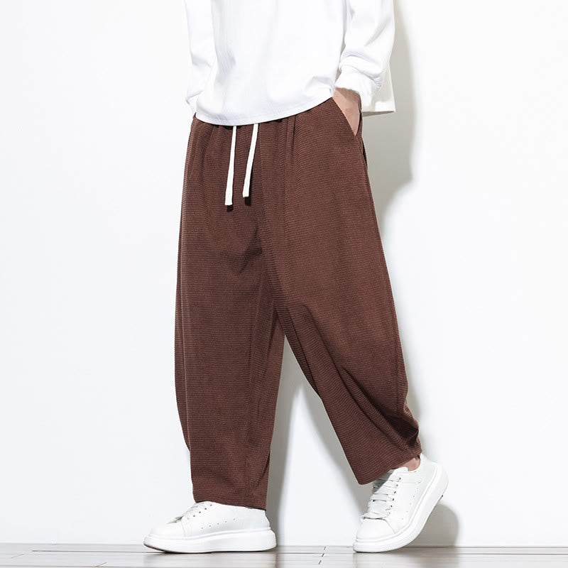 Pantaloni harem da uomo in velluto a coste di puro cotone con tasche, alla caviglia , Buddha Stones - Marrone - US/UK/AU46, EU56 (5XL) - image 25