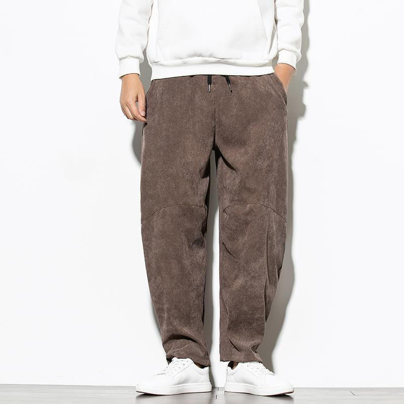 Pantaloni affusolati in velluto a coste di cotone da uomo Buddha Stones Fall Pure Color con tasche - image 23