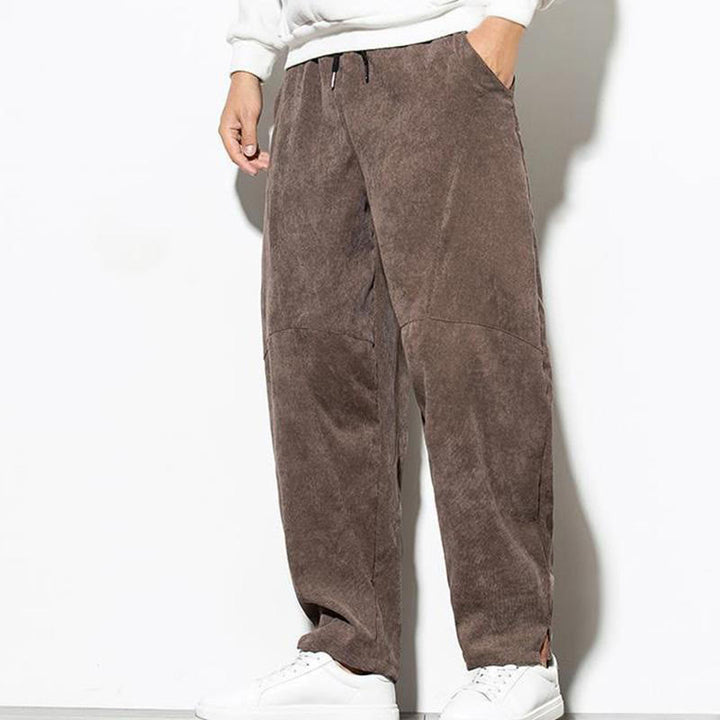 Pantaloni affusolati in velluto a coste di cotone da uomo Buddha Stones Fall Pure Color con tasche - image 27