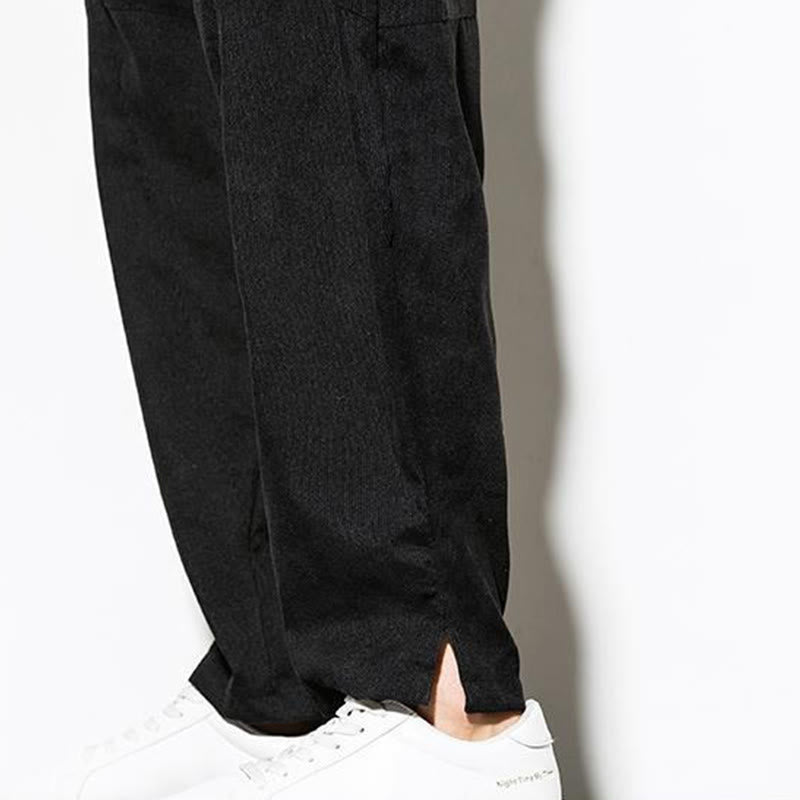 Pantaloni affusolati in velluto a coste di cotone da uomo Buddha Stones Fall Pure Color con tasche - image 21
