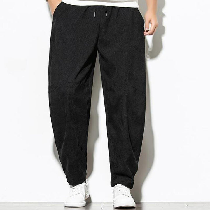Pantaloni affusolati in velluto a coste di cotone da uomo Buddha Stones Fall Pure Color con tasche - image 11