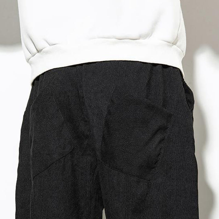 Pantaloni affusolati in velluto a coste di cotone da uomo Buddha Stones Fall Pure Color con tasche - image 19