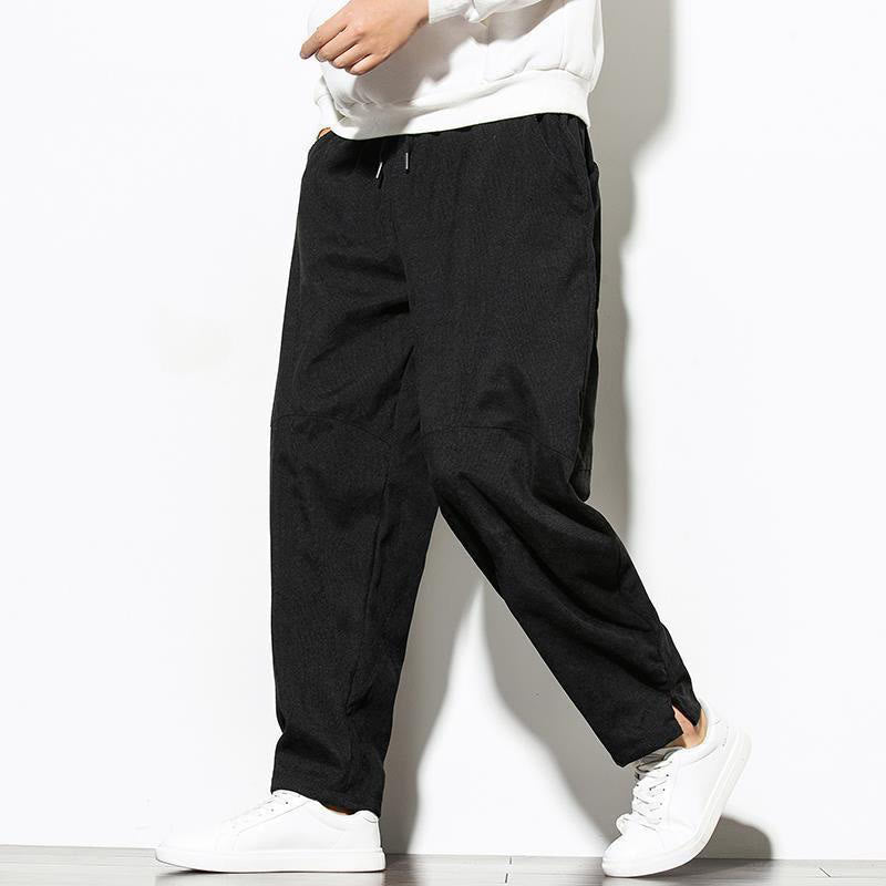 Pantaloni affusolati in velluto a coste di cotone da uomo Buddha Stones Fall Pure Color con tasche - image 12