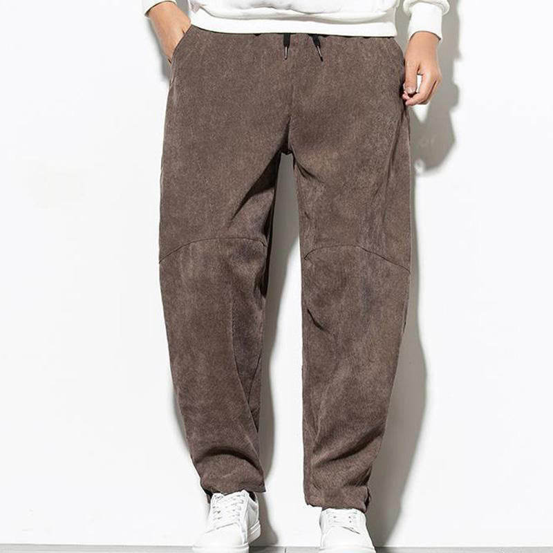 Pantaloni affusolati in velluto a coste di cotone da uomo Buddha Stones Fall Pure Color con tasche - image 24