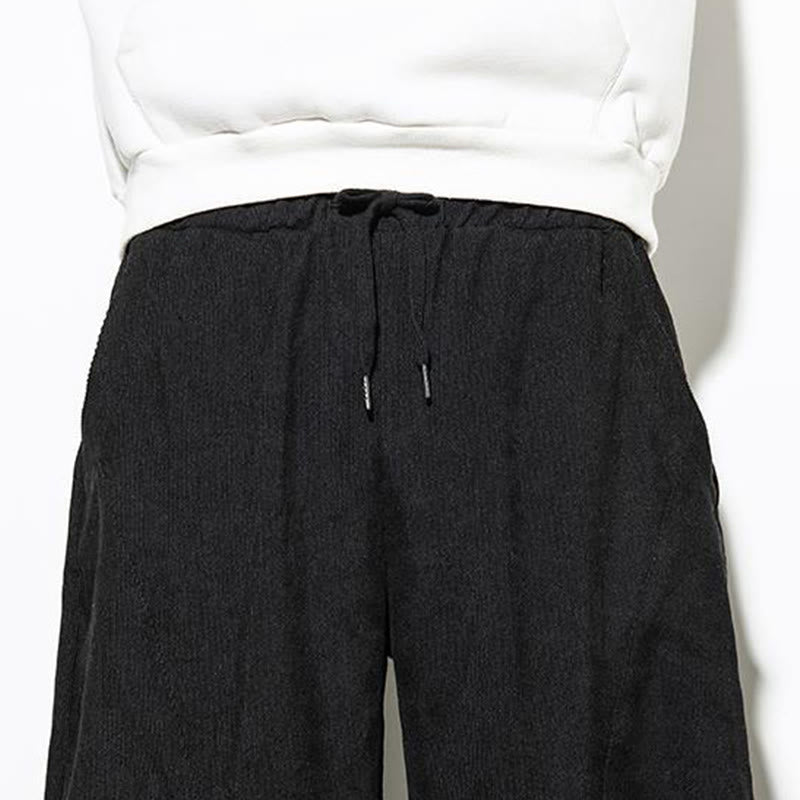 Pantaloni affusolati in velluto a coste di cotone da uomo Buddha Stones Fall Pure Color con tasche - image 18