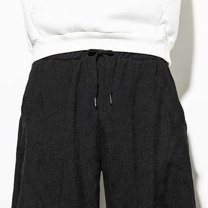 Pantaloni affusolati in velluto a coste di cotone da uomo Buddha Stones Fall Pure Color con tasche - image 18