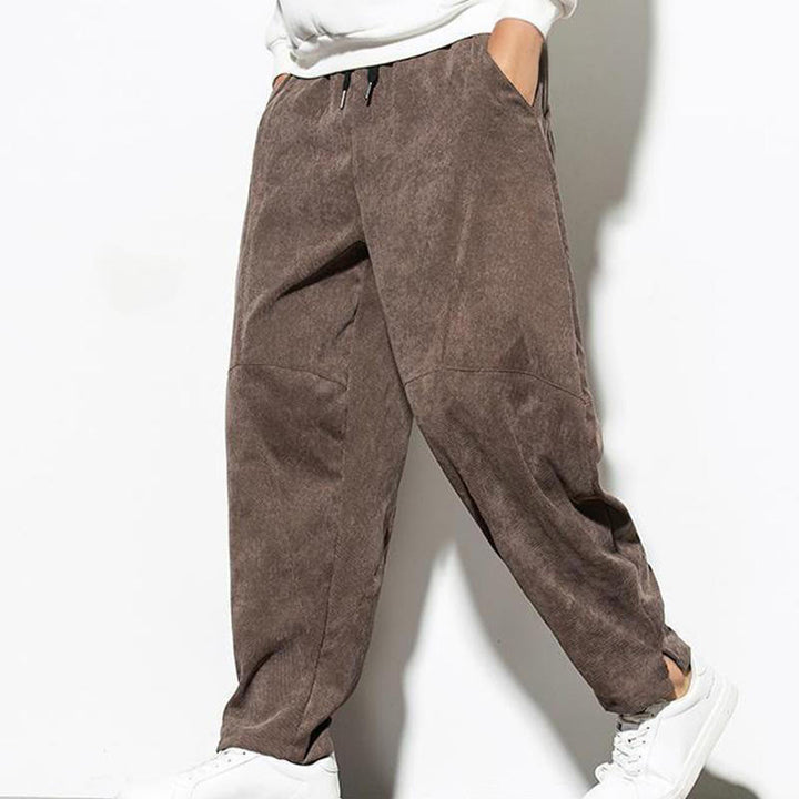 Pantaloni affusolati in velluto a coste di cotone da uomo Buddha Stones Fall Pure Color con tasche - image 29
