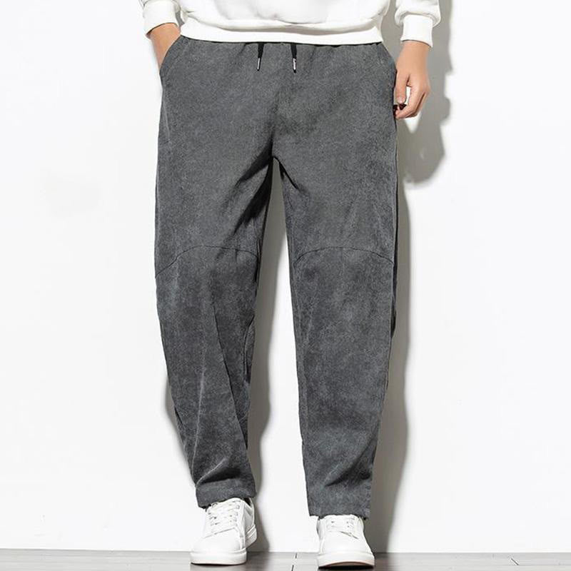 Pantaloni affusolati in velluto a coste di cotone da uomo Buddha Stones Fall Pure Color con tasche - image 7