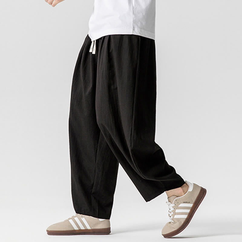 Pantaloni da uomo in cotone alla caviglia con coulisse e tasche, modello Buddha Stones Summer Pure Color - image 36
