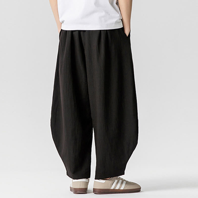 Pantaloni da uomo in cotone alla caviglia con coulisse e tasche, modello Buddha Stones Summer Pure Color - image 37