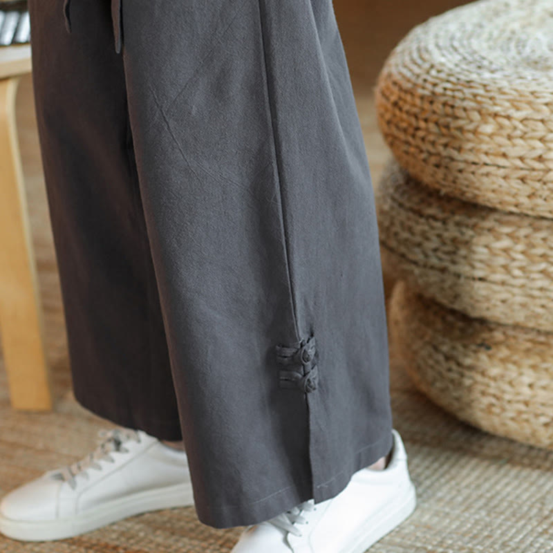 Pantaloni larghi da uomo in cotone con tasche, coulisse, bottoni cinesi e rana, modello Buddha Stones Fall - image 12