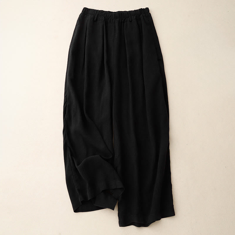 Pantaloni larghi da donna in cotone tinta unita con tasche Buddha Stones - Nero - US8-10, UK/AU12-14, EU40-42 (2XL) - image 0