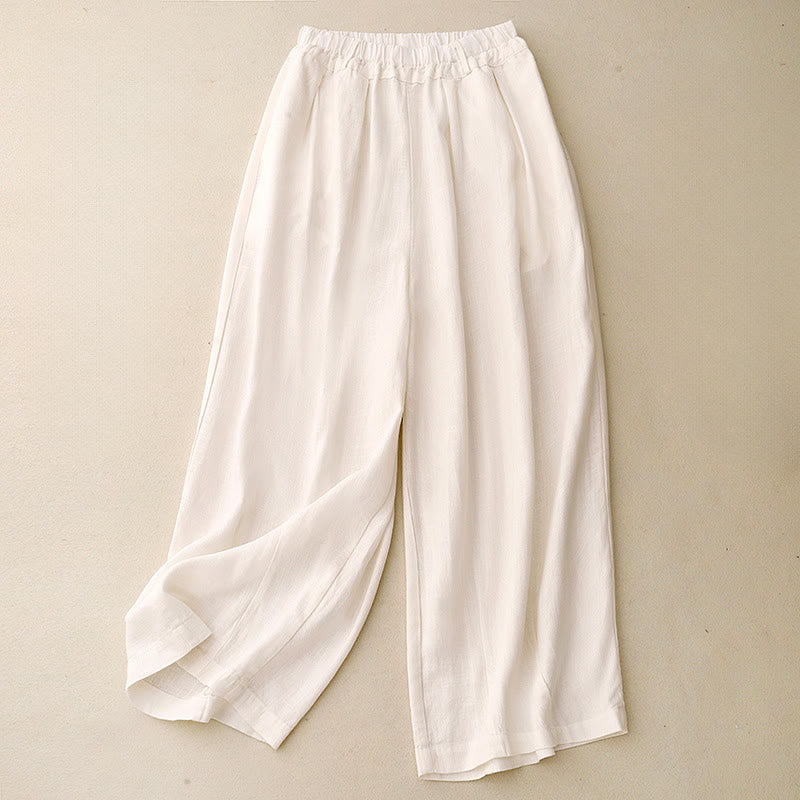 Pantaloni larghi da donna in cotone tinta unita con tasche Buddha Stones - Conchiglia - US8-10, UK/AU12-14, EU40-42 (2XL) - image 6