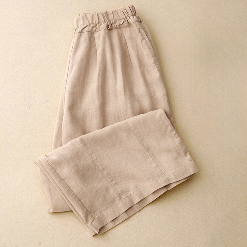 Pantaloni larghi da donna in cotone tinta unita con tasche Buddha Stones - image 14