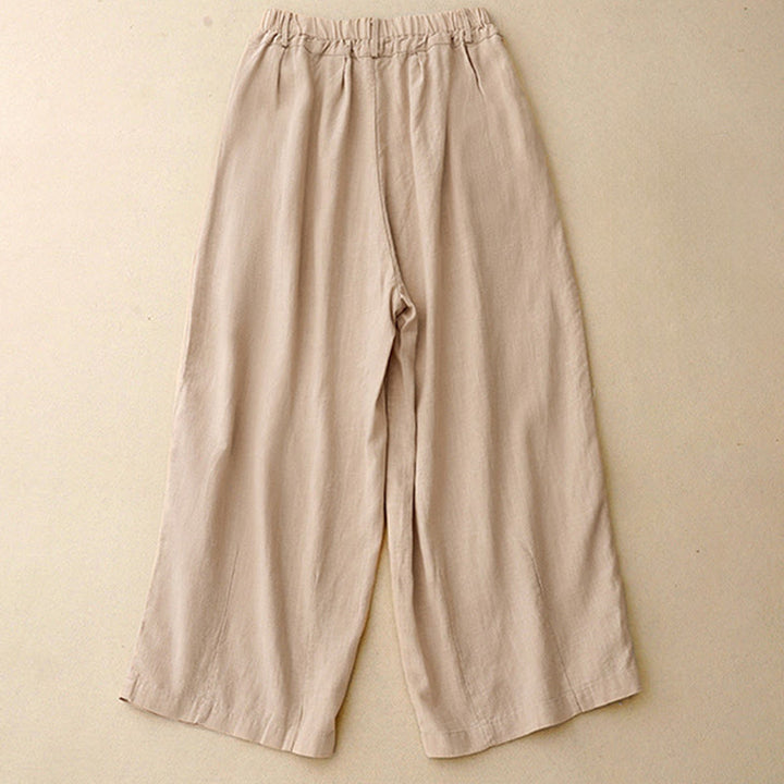 Pantaloni larghi da donna in cotone tinta unita con tasche Buddha Stones - image 12