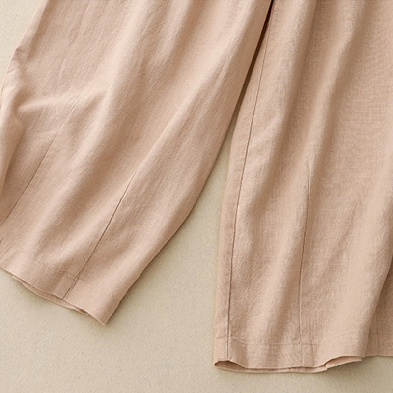 Pantaloni larghi da donna in cotone tinta unita con tasche Buddha Stones - image 17