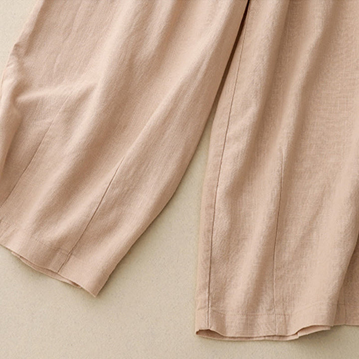 Pantaloni larghi da donna in cotone tinta unita con tasche Buddha Stones - image 17