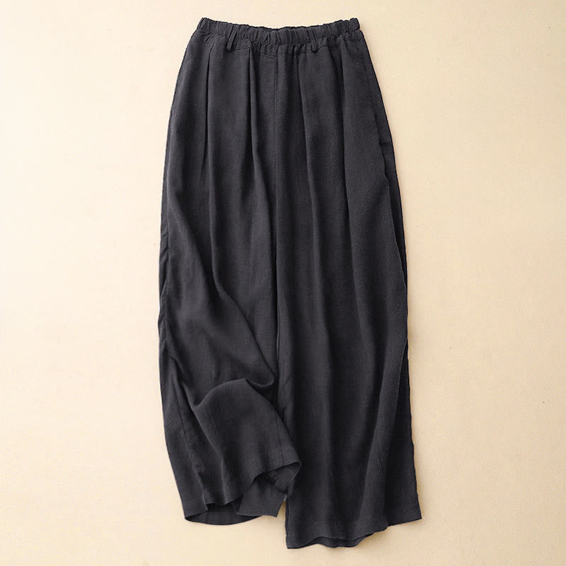 Pantaloni larghi da donna in cotone tinta unita con tasche Buddha Stones - Blu notte - US8-10, UK/AU12-14, EU40-42 (2XL) - image 22