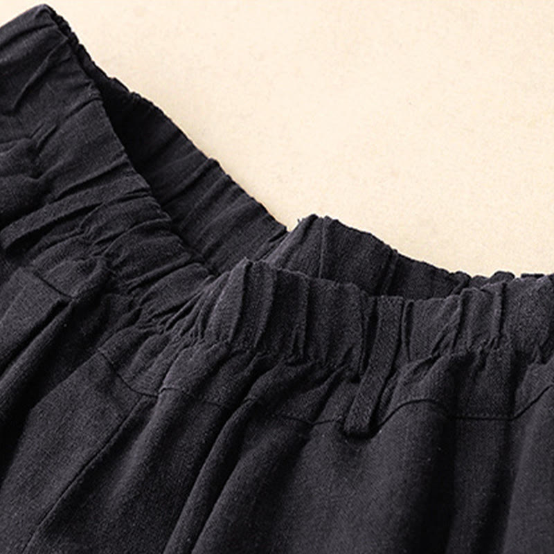 Pantaloni larghi da donna in cotone tinta unita con tasche Buddha Stones - image 25
