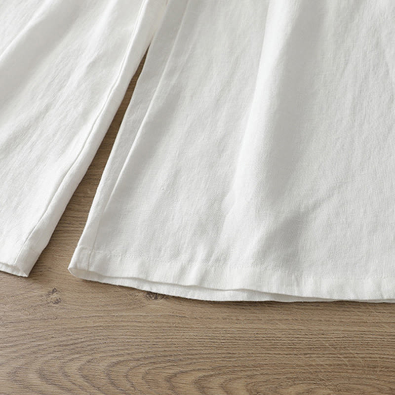 Pantaloni larghi da donna in cotone tinta unita con bottoni e tasche, modello Buddha Stones - image 15