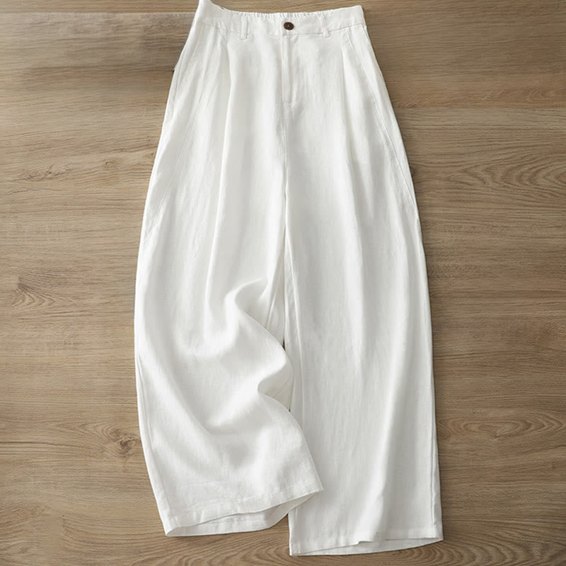 Pantaloni larghi da donna in cotone tinta unita con bottoni e tasche, modello Buddha Stones - Bianco - US8-10, UK/AU12-14, EU40-42 (2XL) - image 4